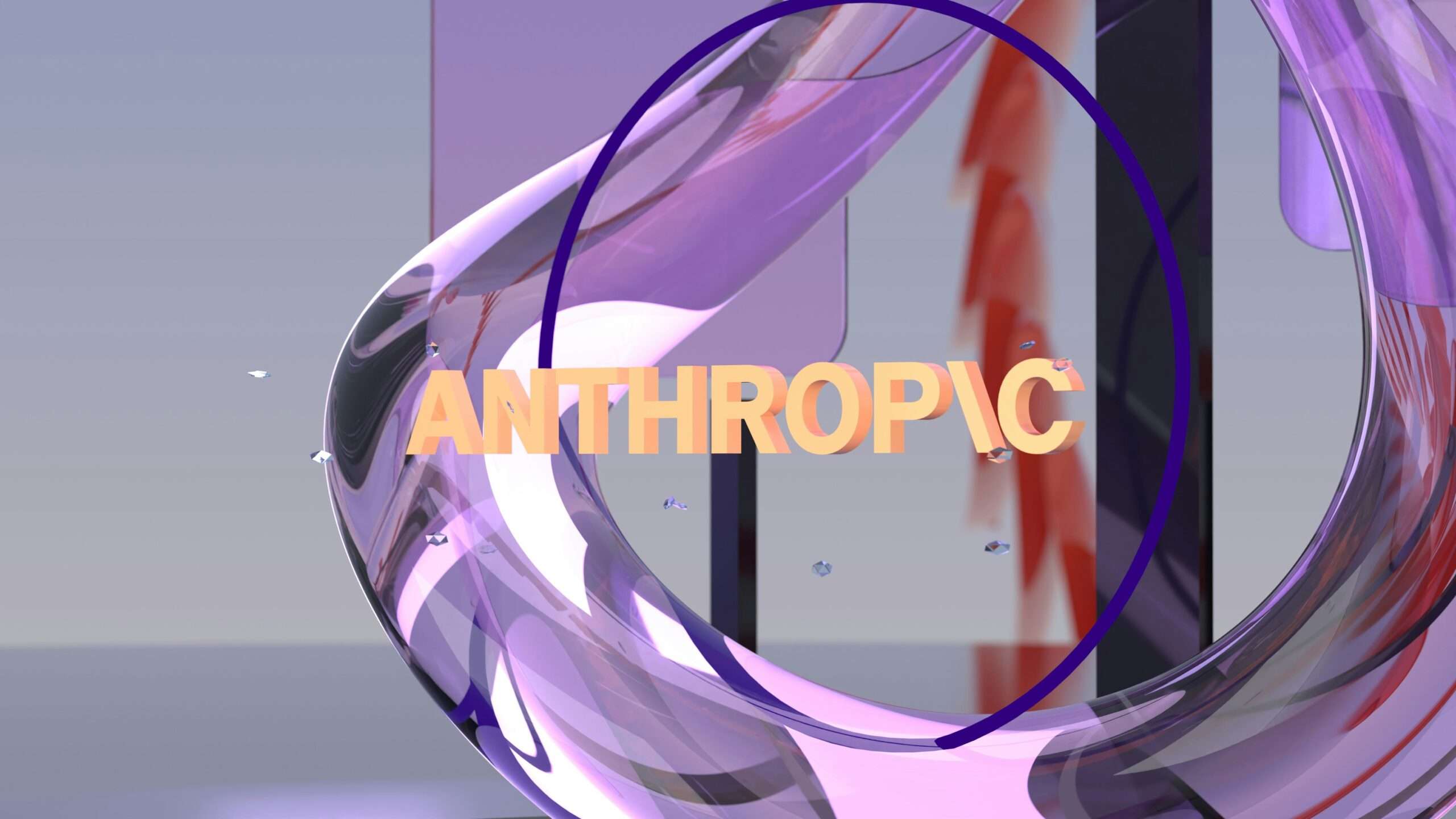 Anthropics logo på en abstrakt lilla bakgrunn som symboliserer selskapets kommende børsnotering på Nasdaq